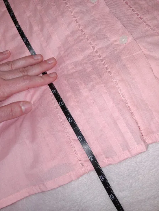 Banana Republic Voile Pleated Blouse Pink Pintuck Top S Coastal Preppy NEW - Picture 10 of 11